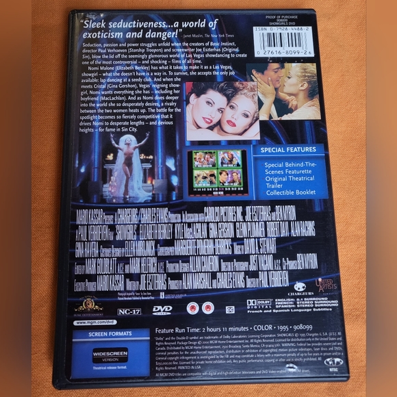 Showgirls widescreen DVD movie with insert Rated NC-17 EUC - Picture 2 of 3